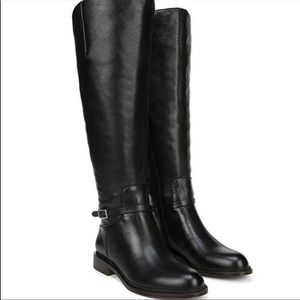 Franco Sarto Wide Calf Black Leather Boots